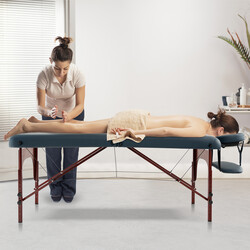 Sammenklappelig massagetabel med bæretaske justerbar højde 210x70 cm blå