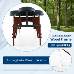 Sammenklappelig massagetabel med bæretaske justerbar højde 210x70 cm blå