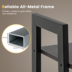 Bogreol med fire hylder industriel mørkebrun træ‑metal 56x34x138 cm