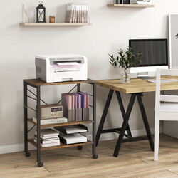 Køkkenvogn metal trækomposit 60x40x78 cm brun sort 10 kroge