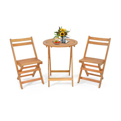Bistro sæt akacietræ 2 sammenklappelige stole 1 bord udendørs