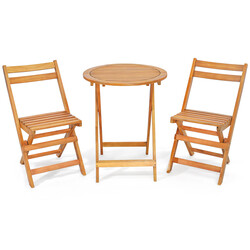 Bistro sæt akacietræ 2 sammenklappelige stole 1 bord udendørs