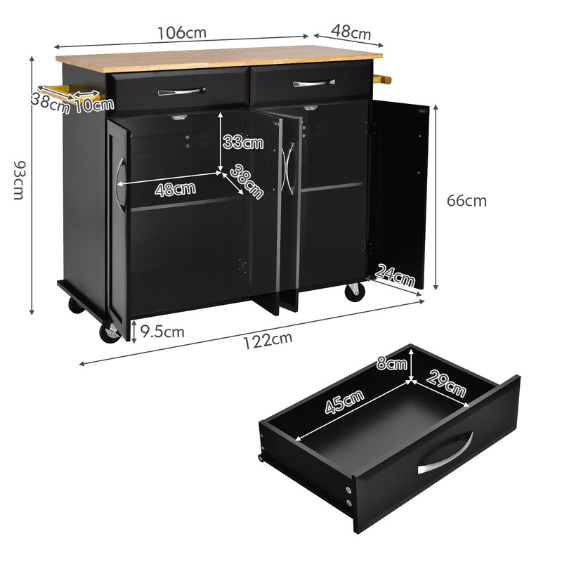 5 cm med gummiltræ arbejdsplade og opbevaring