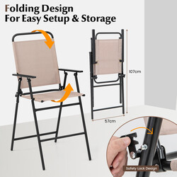 3‑deligt udendørs bistro sæt beige med hærdet glasbord og foldbare stole