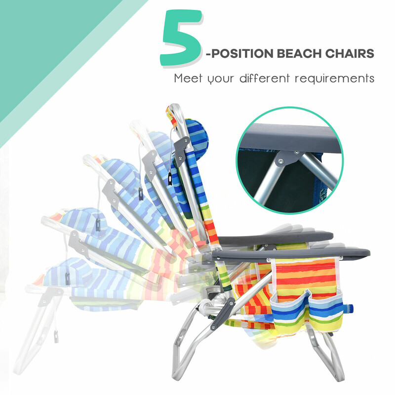 Udendørsmøbel sæt 2 justerbare strandstole og vandtæt PVC aluminium campingbord