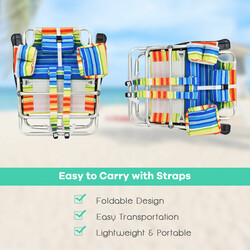 Udendørsmøbel sæt 2 justerbare strandstole og vandtæt PVC aluminium campingbord