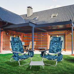 Strandstol og campingbord sæt justerbare PVC-stole aluminiumsbord blå