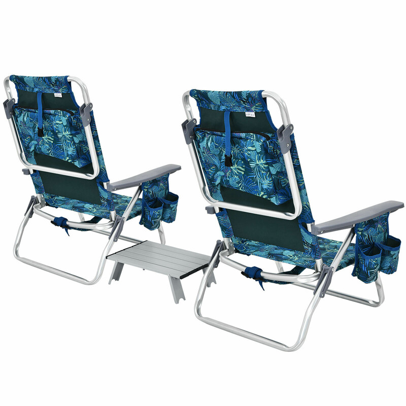 Strandstol og campingbord sæt justerbare PVC-stole aluminiumsbord blå