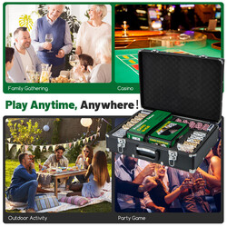 Pokersæt med 600 spillechips sort aluminiums taske automatisk kortblander for 4-10 spillere