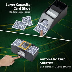 Pokerset med 300 chips sort aluminium taske automatisk kortblander