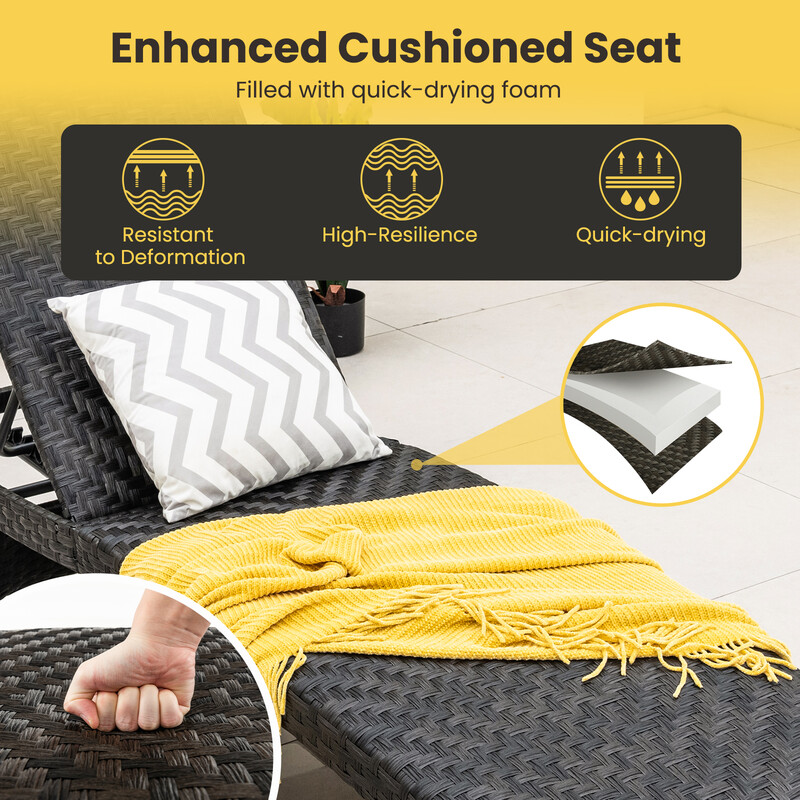 Liggestol brun PE-rotting med justerbar rygstøtte og metalramme 195x61 cm