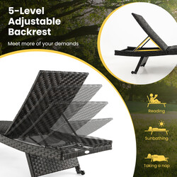 Liggestol brun PE-rotting med justerbar rygstøtte og metalramme 195x61 cm