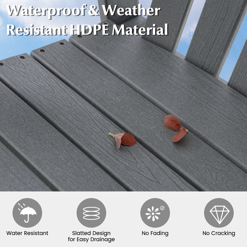 Barstol grå HDPE vejrbestandig indendørs udendørs med armlæn og fodstøtte