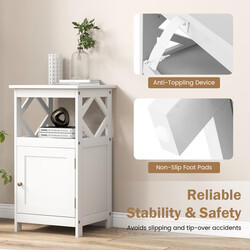 Badrumsgulvskab hvid MDF 40x40x74 cm med åben hylde og anti‑tipp