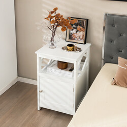 Badrumsgulvskab hvid MDF 40x40x74 cm med åben hylde og anti‑tipp