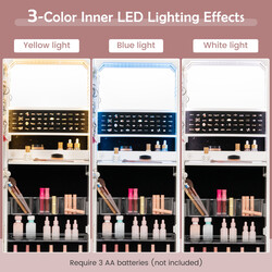 Vægmonteret smykkeskab hvid 120x37x11 cm med spejl LED-belysning låsbar