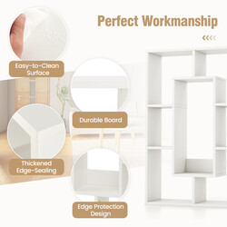 Bogreol hvid træ 7 rum 60x20x90cm med tippebeskyttelse