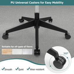 Kontorstol ergonomisk N‑formet lænderygstøtte sort justerbart nakkestøtte justerbar højde