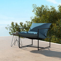 2 ergonomiske sling-stole i metalramme mørkeblå 71x71x61 cm