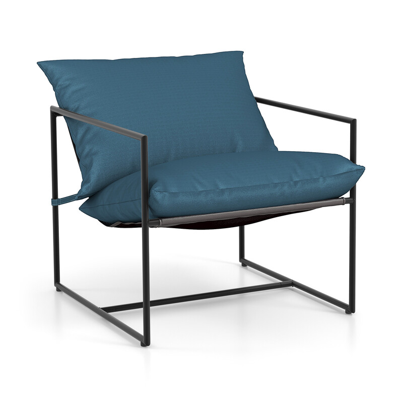 2 ergonomiske sling-stole i metalramme mørkeblå 71x71x61 cm