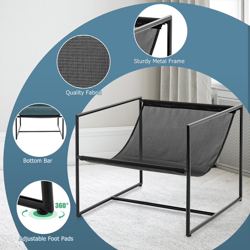 2 ergonomiske sling-stole i metalramme mørkeblå 71x71x61 cm