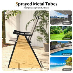 2 stk terrassbarstole hopfaldbare med metallram fodstøtte kaffebrun 56x76x112 cm