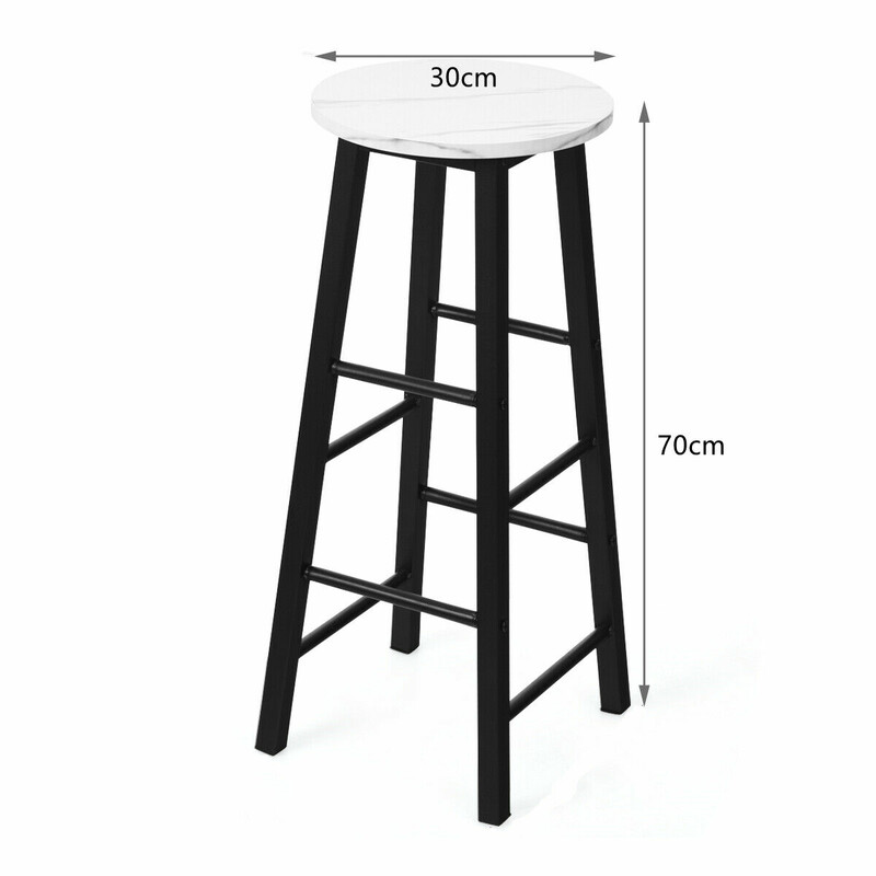 Barstole 2 stk hvide med marmoreret sæde 71 cm siddehøjde metalben