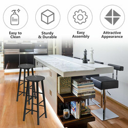 Barstole 2-pak sort marmormønster 71 cm siddehøjde fodstøtte spånplade