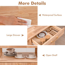 Køkkenvogn med nedfældbar arbejdsflade skuffe og skab i naturlig farve