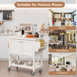 Køkkenvogn hvid MDF 100x38x87 cm med skab arbejdsflade håndklædeholder og krydderihylde