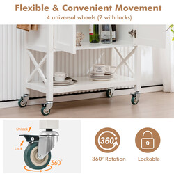 Køkkenvogn hvid MDF 100x38x87 cm med skab arbejdsflade håndklædeholder og krydderihylde