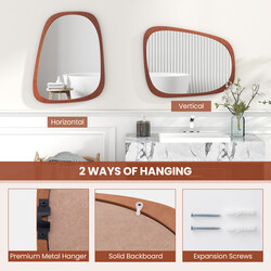 Væg spejl rustik MDF ramme asymmetrisk 68 x 53