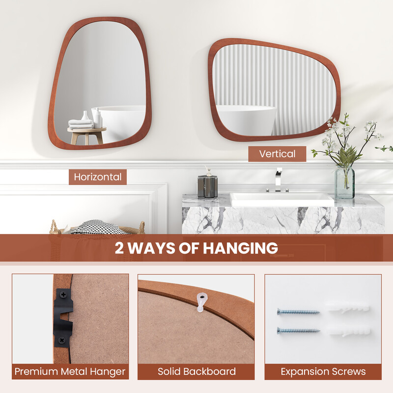 Væg spejl rustik MDF ramme asymmetrisk 68 x 53