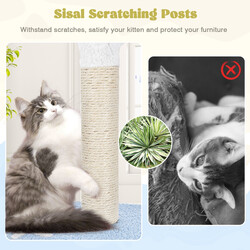 Kattetræ med marint tema blå sisal og teddy fleece 59x49x165 cm