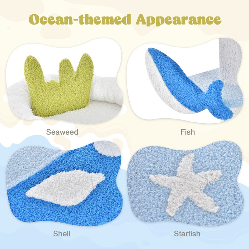 Kattetræ med marint tema blå sisal og teddy fleece 59x49x165 cm