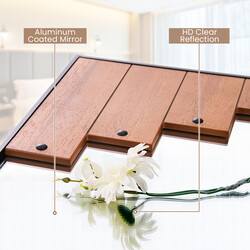 Rektangulært spejl med træramme 60 x 95 cm rustik vægmontering