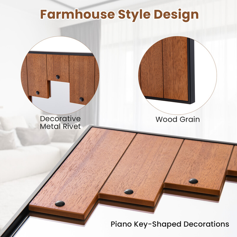 Rektangulært spejl med træramme 60 x 95 cm rustik vægmontering