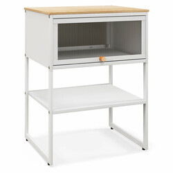 Natbord hvid metalram PC 40x32x56cm med gennemsigtig låge