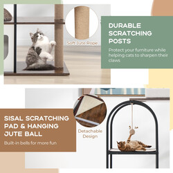 Katte-træ i metal og MDF 80x40x118 cm kaffebrun med topmadras