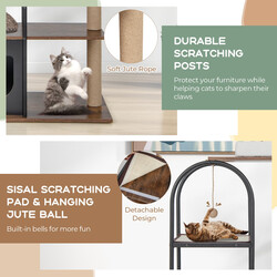 Kattetræ sort 118 cm metalramme med flere hvilepladser