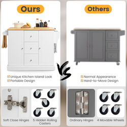 Køkkenvogn hvid træ 127x46x91