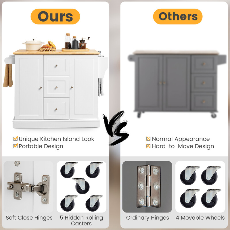 Køkkenvogn hvid træ 127x46x91