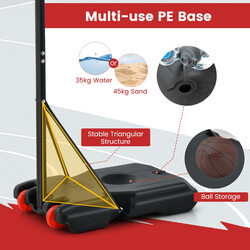 Basketballstand justerbar højde 155-210 cm sort metal stabil udendørs