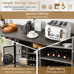 Grå metalram sideboard 140 cm med vinholder til 8 flasker