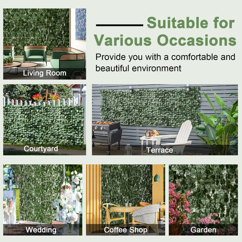 Kunstig plantevæg polyester 300 x 100 cm indsynsbeskyttelse og vindbeskyttelse