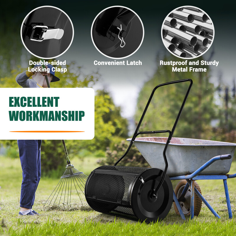 7 m³ metal med U håndtag til gødning og tørv sort