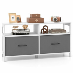 Kommode hvid MDF 2 skuffer 2 åbne hylder 100x30x53 cm