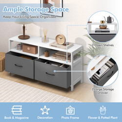 Kommode hvid MDF 2 skuffer 2 åbne hylder 100x30x53 cm