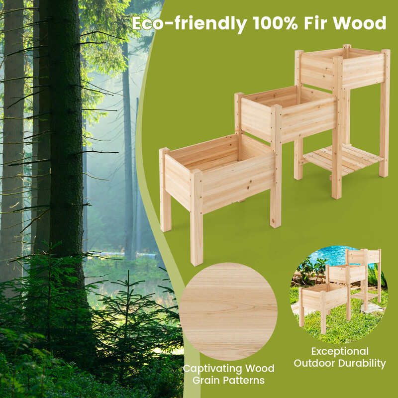 Gran dyrkningskasse i tre niveauer 161x43x104 cm til have