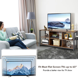 TV-bænk rustik træ og sort metal 140x40x62 cm til 65 tommer